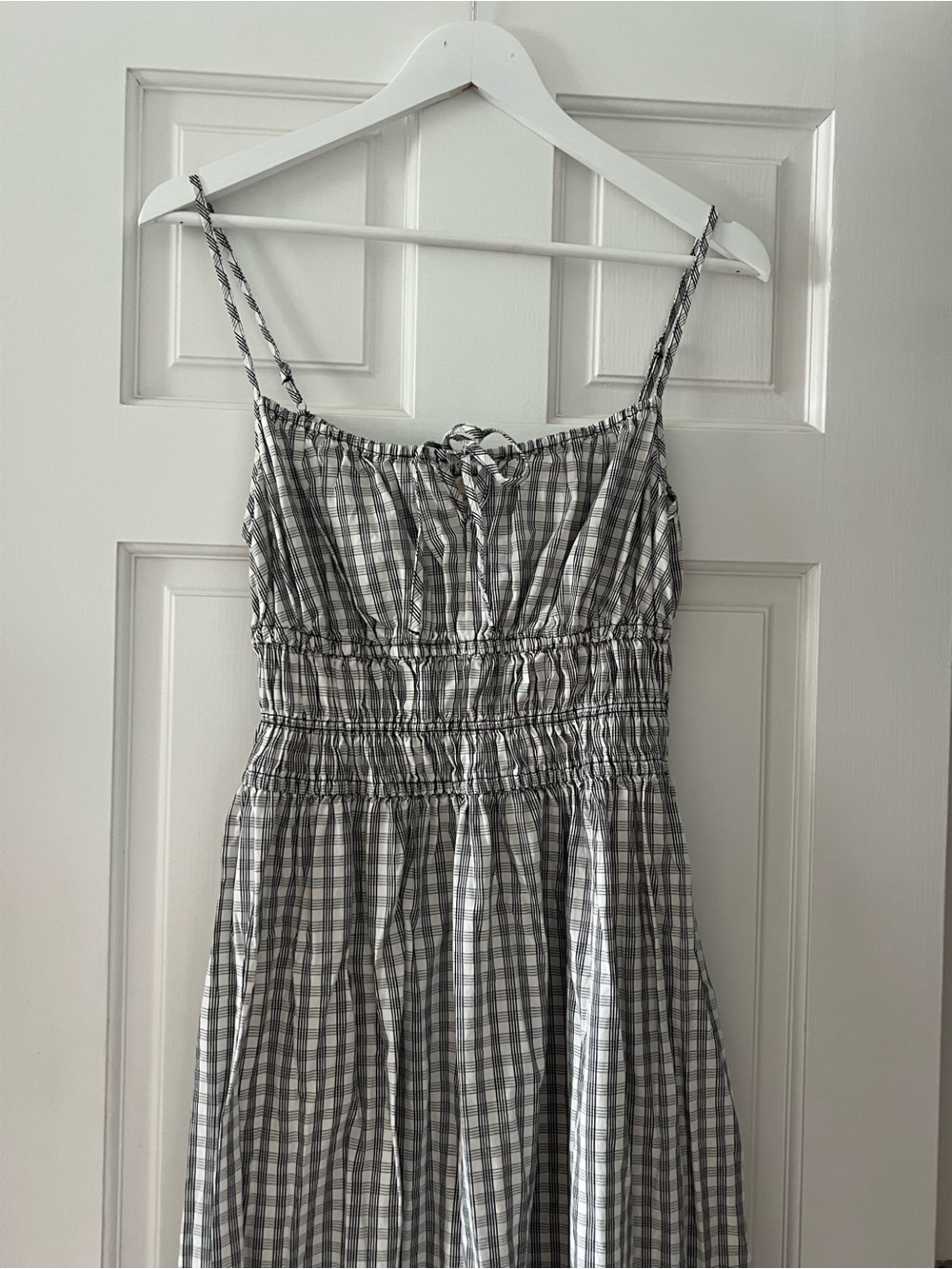 Women’s Grey Gingham One-Piece Dress with Adjustable Straps